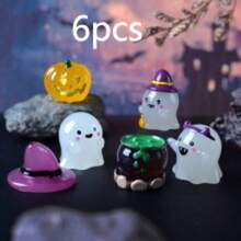 6pcs/12pcs Halloween Glow-In-The-Dark Wizard, Ghost Miniature Landscape Gardening Accessories, Creative Glow-In-The-Dark Car Decor