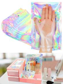 3/10/20pcs-Holographic Bags Colorful Deodorant Bags And Resealable Aluminum Foil Bags Polymer Film Sample Bags, Perfect For Party Food Storage,Mother's Day Gift/First Order Packaging Bag,Wedding Packaging Supplies - Multicolor - View 2