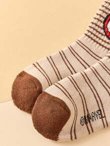 10 双 Marvel 儿童袜子，超级英雄蜘蛛侠女童厚保暖毛巾袜，韩国卡通男童袜子，透气婴幼儿袜子，地板袜 - 彩色 - 查看 10