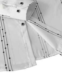 男士休闲商务圆点条纹印花长袖衬衫，春秋季