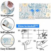Papel tapiz autoadhesivo y removible con patrón de flores y hierba, rollo de papel tapiz autoadhesivo y resistente al agua que se puede cortar a medida, adecuado para baño, ducha, cocina, sala de estar, oficina y decoración de habitaciones, decoración del hogar, decoración de paredes. Tamaño de 3.94/5.9*78.74 pulgadas adecuado para decoración parcial, tamaño de 7.87/11.81*78.74 pulgadas adecuado para aplicación en áreas grandes.