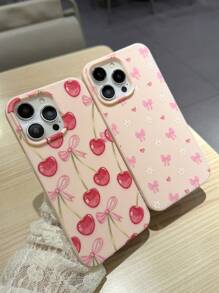 2pcs Pink Cherry Blossom Floral Phone Case Compatible With IPhone 14 Pro Max, 13, 12/12 Pro, 11, XS, XR, Stylish And Romantic Design - Pink - View 3