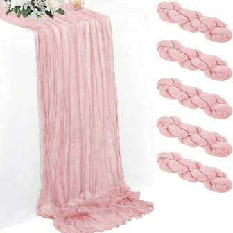 1/5 件纯色桌旗，简约涤纶桌垫装饰，适用于餐桌