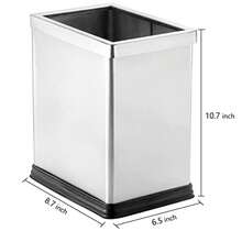 10 Liter Open Top Trash Can Stainl Steel Office Wastebasket Small Kitchen Garbage Container Bin With Liner Waste Trashcans For Bathrooms Restaurant Restroom Powder Rooms Home