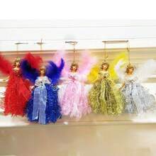 Federn Engel Puppe Weihnachten Hängende Anhänger Mehrfarbig Tropfen Ornament 19*12cm Heim Dekoration Weihnachtsbaum Dekorationen Weihnachtsdekoration Zimmer Deko Winter