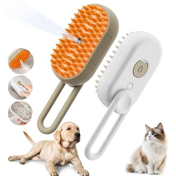 1pc Cat Steam Brush, Rechargeable Cat Dog Steam Brush, Anti-Static Cat Spray Brush, Massage, Cleaning, Dehairing, Combing