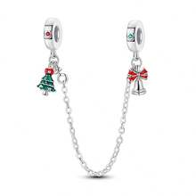 1 Stück Silberfarben Klassisch Rot Emaille Zirkonia Winter Weihnachts Kollektion Weihnachtsmann Weihnachtsbaum Glocke Elch Lebkuchenhaus Design passend für Original Armband Halskette Anhänger Perlen für DIY Schmuckherstellung Frauen Mädchen Weihnachtsparty Geschenke für Familie Freunde