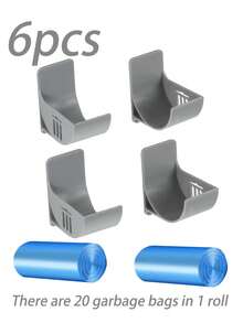 6pcs Hole-Free Garbage Bag Storage Rack, Wall-Mounted Kitchen Organizer, Adjustable Angle For Storing Garbage Bags, Umbrellas, Curtain Rods, Rolling Pins, Cling Wrap, Foil, Suitable For Home, Restaurant, Hotel, Can Be Given As Gifts On Holidays Like Father's Day And Mother's Day