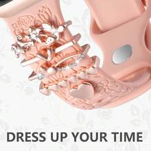 3 Stücke/Set Damen Zinklegierung Herz Anhänger Uhrenarmband Dekoration, geeignet für Apple Watch 38/40/41/42/44/45/49mm