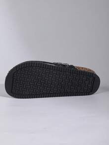 Women's Round Toe Slip-On Slippers, Couple Shoes, Non-Slip Fabric With Buckle Decor, Elevated Toe Cap Mule Slippers, Suitable For Indoor And Outdoor Wear