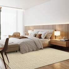 Waschbarer, moderner Teppich mit Karomuster, rutschfest, niedriger Flor, weicher, zeitgenössischer Überwurf, Bodenbelag, faltbarer Innenteppich für Wohnzimmer, Schlafzimmer, Spielzimmer, Kinderzimmer