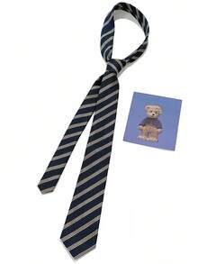 1pc Handmade Unisex Multi-Color Striped Necktie, Classic Style, Versatile, Essential For Back To School Season, Multi-Color Self-Tie Necktie. Suitable For Uniform, Can Be Given As Gift