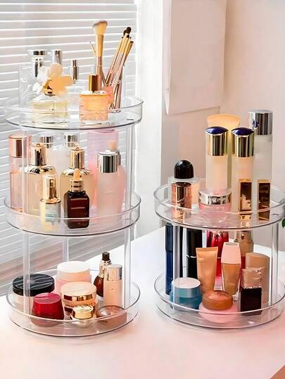 360° Rotating Luxury Makeup Organizer: Suitable For Skincare, Perfume And Cosmetics | Multi-Tier Vanity Tray | Vanity Storage Solution, Home Decor, Bathroom Essentials