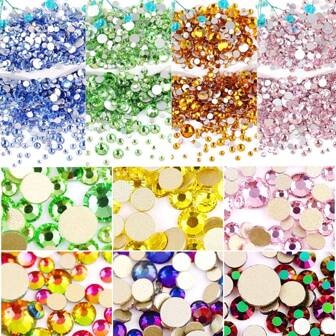 2-6mm, 6 Sizes Mix,1440pcs/Pack, Shiny Gold, Silver Back, Flatback Crystal Non Hotfix Rhinestones Diamond Art Beads Rhinestone Diy Manicure Decoration Charms Gems Supplies