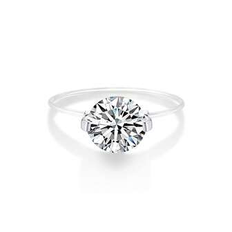 1-2ct Moissanite Engagement Ring For Women, D Color VVS1 Moissanite Round Cut Solitaire Ring, 925 Sterling Silver 18K White Gold Plated Invisible Setting Ring, With Certificate