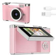 高清数码相机,180°翻盖拍摄数码相机,8倍变焦数码相机,自动对焦4800万像素高清摄像机,防抖,适合初学者和成人,数码高清相机