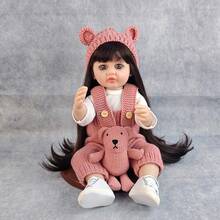 About 55cm Realistic Reborn Dolls With Long Hair Cute Big Eyes Simulation Doll Accompanying Toys Can Be DIY Hairstyles Birthday Gifts - Pink - View 8