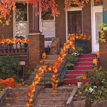 2 Pcs Fall Leaves Garland - Artificial Fall Foliage For Home Thanksgiving Decor & Wedding Fireplace Party - Hyellow - 查看 4