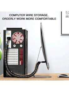 1pc 16MMX3M Cable Organizer Tool With Clips, Bite-Proof Open Style Ethernet Cable Protection Cover For Desktop Or Under Desk Cable Management