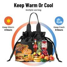 Insulated Lunch Bag For Women Reble Large Capacity Stain Resistant Lunch Box, Perfect For Office Work Picnic Hiking Travel, Black - màu đen - Xem 3