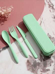 1 Set Posate Portatili, Set di Posate in Plastica Portatili con Coltello, Forchetta e Cucchiaio con Custodia, Posate in Plastica Rinforzata, Posate da Campeggio, Set di Posate Riutilizzabili per Picnic e Uso Quotidiano (con Scatola di Conservazione), Set di Posate in Plastica con Custodia, Cucchiaio, Coltello, Forchetta, Posate da Campeggio Portatili per Uso Quotidiano, Esterno, Picnic, Viaggio (Grande), Forniture Scolastiche, Essenziali per il Ritorno a Scuola, Regali di Natale