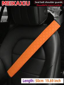 MEIKAXIU 50cm/19.69in PU Leather Embossed Comfortable Soft Extended Car Shoulder Pad, Universal Car Decor Accessory, Safety Belt Protector To Relieve Pressure And Prevent Tightness