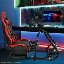 Minneer Racing Simulator Cockpit mit Sitz Fit G29 G920 G923 T248 T300, Racing Gaming Lenkrad Stand, nicht enthalten Rad, Pedal & Handbremse - Rot - Übersicht 10