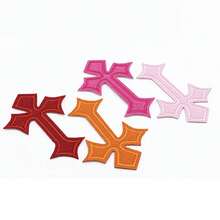 1pc Embroidery Patch Colorful Cross Shaped DIY Clothing Decoration, Home Decor, Party & Christmas Storage - 黑色 - 查看 4