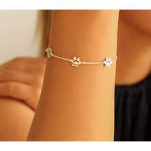 [Custom]Paw Print Name Bracelet, Personalized Tiny Dog Paw Bracelet, Minimalist Paw Bracelet, Animal Bracelet, Pet Bracelet, Personalized Bracelet,Christmas Gift Supplies - Multicolor - View 8