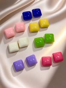 1pc Minimalist Resin Ball Shape Stud Earrings, Casual Versatile Everyday Wear - Earrings - View 13