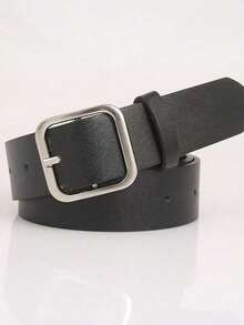 1pc Plus Size Women's Black Minimalist Buckle Waist Belt, Versatile For Shorts, Skirts, Suitable For Daily Wear, University, Commute, Formal Occasions, L-3XL, Mother's Day Gift