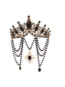 1 Peça Coroa de Noiva Gótica Vintage Feita à Mão, Coroa Barroca Escura, Acessório de Cabelo para Casamento Gótico, Tiara de Estilo Rainha Escura