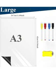 Magnetic Dry Erase White Board, Wall Mounted White Board For Organizers And Planners, Kitchen Fridge Shopping List With Marker Pen, Magnetic Eraser And Magnetic Pen (Rectangular)