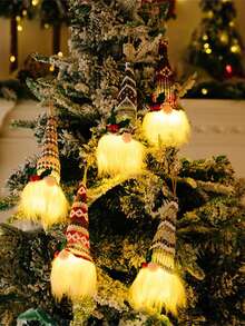 1pc Christmas Light Pendant Glowing Dwarf Doll Holiday Table Centerpieces Xmas Gnome Decoration Adorable Doll Pendant Elder Small Hanger Acrylic Household