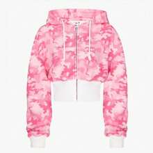 Y2k Hip Hop Cropped Cardigan Hoodie Sweatshirt Street Hottie Loose Long Sweatshirt Set Two Pieces - Hồng - Xem 3