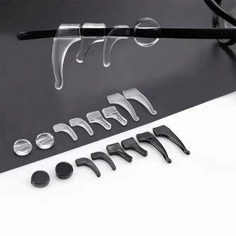 4/8/16 piezas Ganchos para orejas de gafas de silicona antideslizantes, piezas para orejas de gafas antideslizantes - transparentes y negras, que incluyen 1 par de cada talla grande, mediana y pequeña, redonda, clips para gafas, soportes antideslizantes, fundas para patillas de gafas, soportes para gafas, adecuados para gafas, gafas de sol, gafas para deportes y actividades al aire libre, fijadores de gafas cómodos, aptos para gafas de sol, gafas graduadas, gafas, etc., accesorios para gafas, regalo del Día del Maestro, regalo del Día del Padre