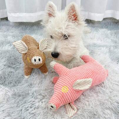 Juguete de voz para cerdos domésticos - Resistente al desgaste y a las mordeduras, de terciopelo de maíz, juguete interactivo para gatos y perros que se levanta solo, rompecabezas y juguete tranquilizador, adecuado para cachorros y perros pequeños
