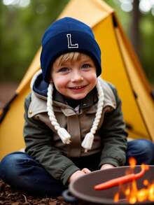 1 Stück A-Z Buchstaben Kinder Beanie Mütze, einfarbige warme gestrickte Kappen für Jungen und Mädchen, geeignet für den Outdoor- & Alltagsgebrauch