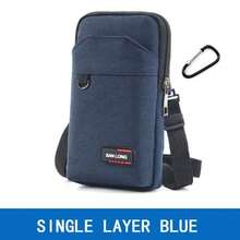 Bolsa de cintura impermeable, monedero de una/doble capa, riñonera para exteriores, bolsa para teléfono de hombres, bolsaáctica de camping y caza con cinturón - Doble Azul - Ver 8