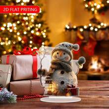 1 szt. akrylowa dekoracja świąteczna w kształcie bałwana - 7,09 x 6,3 cala - płaska dekoracja na biurko, świąteczna dekoracja w kształcie bałwana, odpowiednia do domu, biura, ogrodu, patio, do użytku wewnątrz i na zewnątrz - nie wymaga zasilania - prezent na przyjęcie świąteczne, prezent na przyjęcie urodzinowe, idealny prezent dla przyjaciół