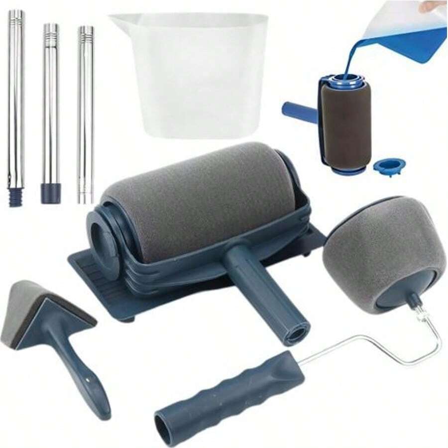 Rodillo de Pintura Antigoteo con Depósito – Kit para Pintar Paredes, Techos, Esquinas y Rincones sin Salpicaduras – Mango Extensible y Accesorios Incluidos - Multicolor - Ver 1