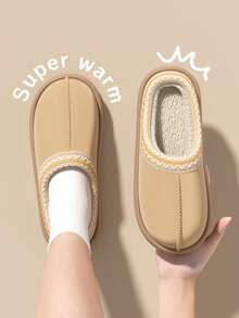 Chaussons douillets pour femmes, chaussons d'intérieur pour couples avec semelle épaisse et doublure thermique pour l'automne/l'hiver