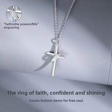 Minimalist Silver Cross Pendant Necklace With Ring Detail - Sleek Design For Timeless Faith - Inspired Style, Perfect For Daily Wear & Gifting, Unisex Appeal