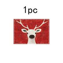1pc/4pcs/6pcs/100pcs Christmas Deer Pattern Placemats, Machine-Washed Rectangular Polyester Placemats, Table Protectors, Heat-Insulating Placemats, Restaurant Table Decorations, Party Supplies, Christmas Decorations, Can Be Given As Gift