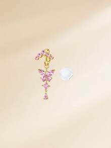 1 buc. piercing fals pentru buric de tip clip-on cu fluture, din zirconiu cubic, stil funky, inel fals pentru ombligete pentru femei, piercing fals pentru buric, inel fals pentru ombligete - Inel fals pentru burtă cu fluture - Vizualizare 13