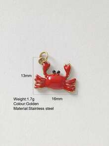 1pc Cute Cartoon Stainless Steel Crab, Seashell, Seahorse, Dolphin, Elephant Pendant, DIY Necklace, Earring, Bracelet, Keychain Jewelry Accessory, Suitable For Party, Halloween Decoration