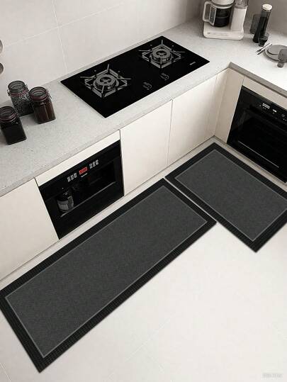1 Piece Of Black Solid Color Diatomaceous Earth Kitchen Floor Mat. Absorbent And Anti-Fouling, Anti-Slip And Wear-Resistant, Easy To Take Care Of. It Can Be Used As A Kitchen Mat, Bathroom Mat, Laundry Mat, Corridor Mat, Room Decoration.