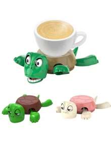 创意3D打印海龟杯垫搞怪惊吓海龟隔热杯垫，按压惊吓两用水杯架，减压咖啡茶杯垫，万圣节圣诞派对用品 - 彩色 - 查看 1