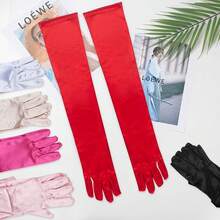 22 Inch Long Satin Gloves For Women, Stretchy 1920s Vintage Opera Gloves, Elegant Tea Party & Bridal - 粉色 - 查看 6