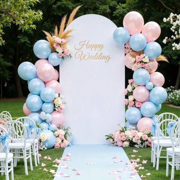 1 Stück weißer U-förmiger elastischer halbkreisförmiger Überzug, geeignet für Geburtstagsfeiern, Hochzeitsdekoration, Innen-/Außenkulissen, U-förmiger Hochzeitsbogen Hintergrundrahmen Überzug, für Partydekoration, alle Jahreszeiten (Metallrahmen nicht enthalten)